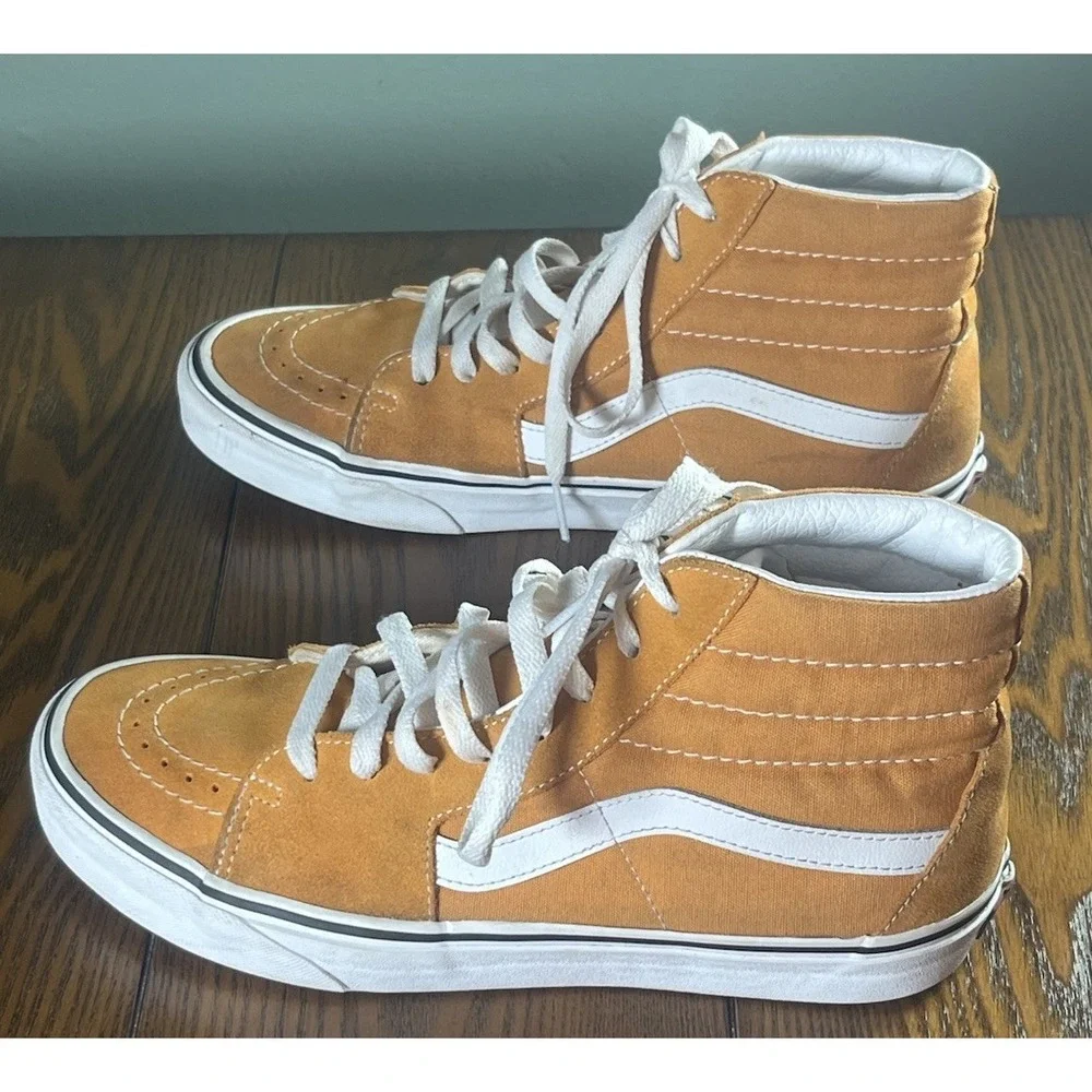 Vans Sk8-Hi Shoes Men's Size 8 Womens 9.5 Orange Suede Retro High Skate Sneakers